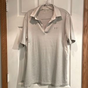 Men’s under armour polo large.  White and gray